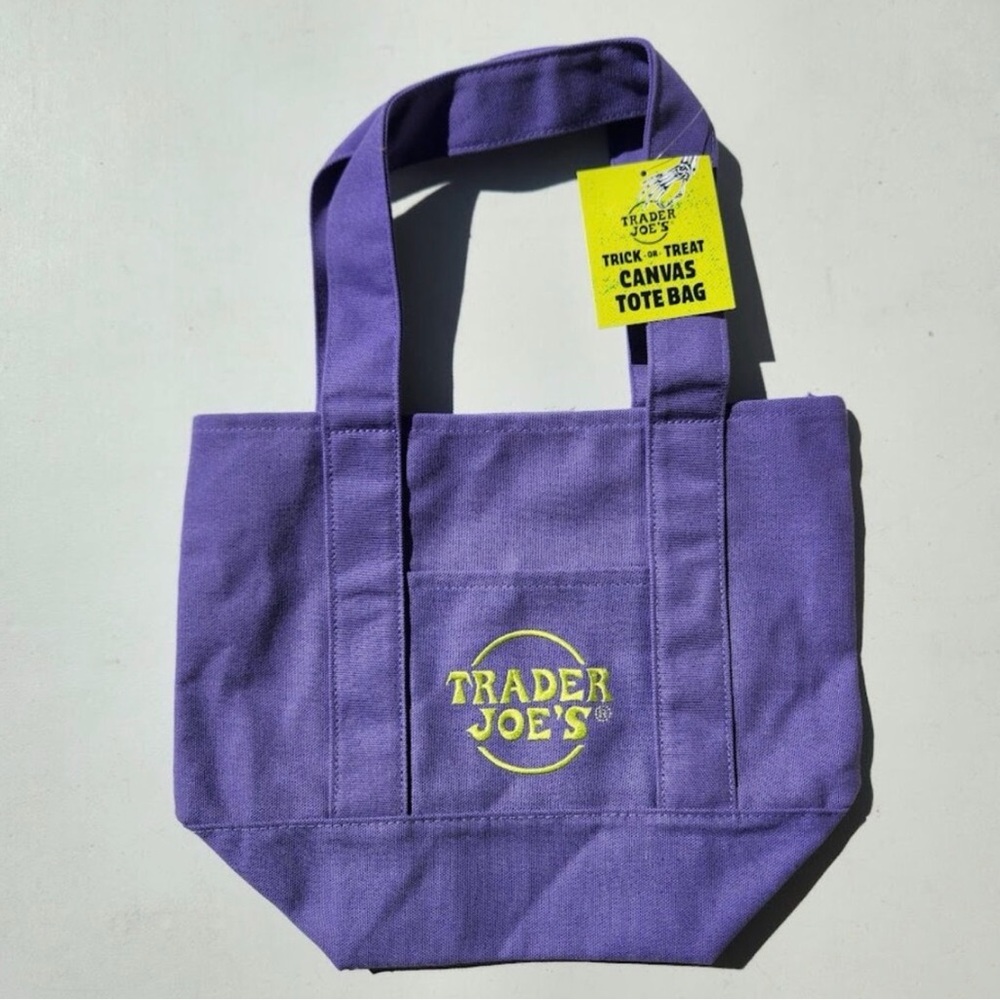 Trader Joe's Purple Halloween Limited Edition Canvas Tote Bag NWT